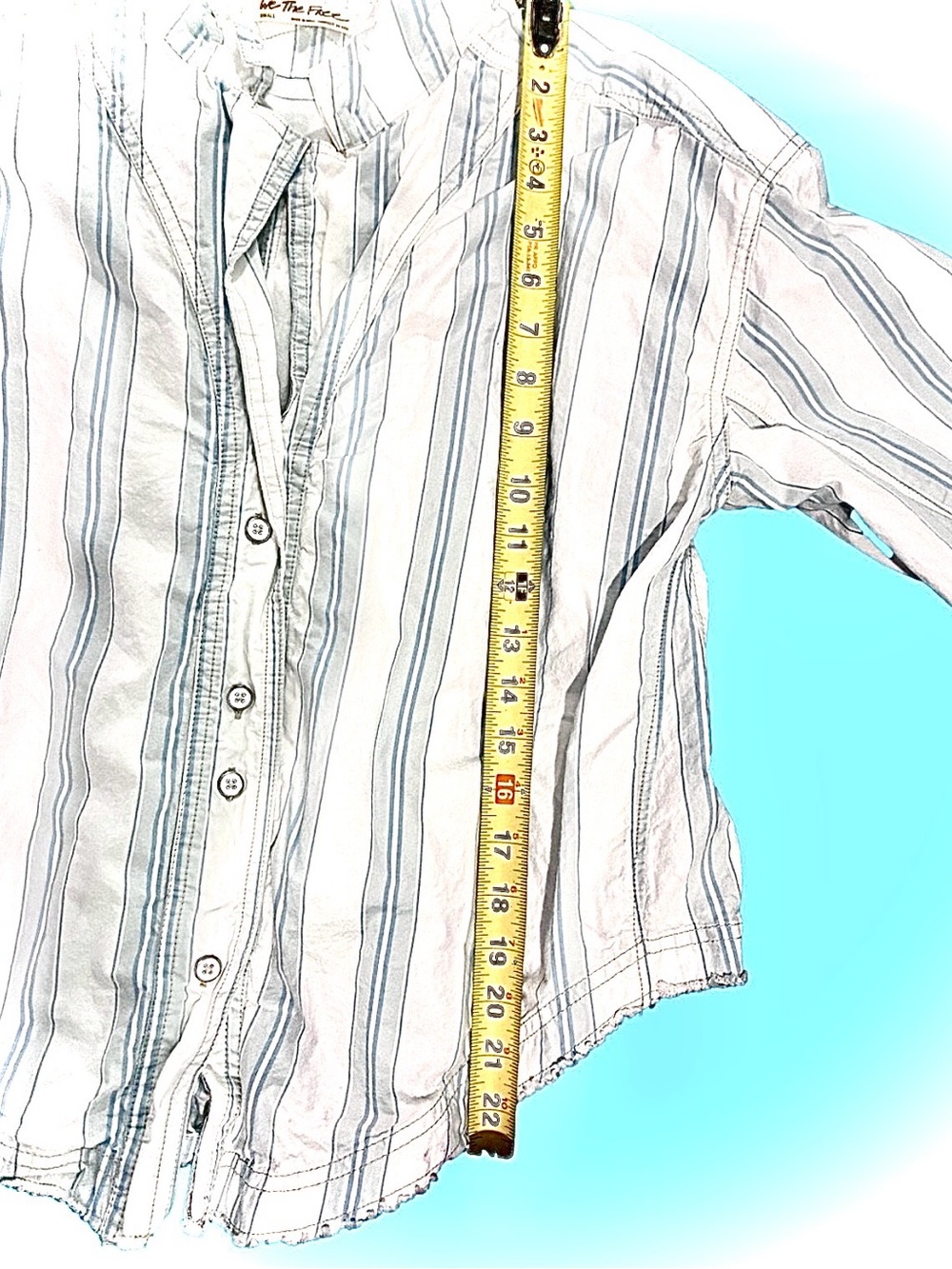 Free People Pale Blue Striped Button-Down Shirt - Picture 6 of 8